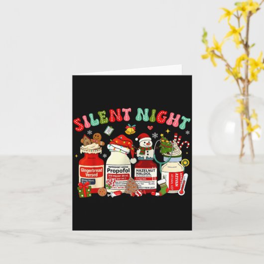 Retro Profol Silent Night Icu Nurses Funny Merry C Kaart (Gele Bloem)
