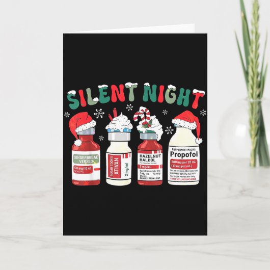 Retro Profol Silent Night Icu Nurses Funny Merry C Kaart (Voorkant)
