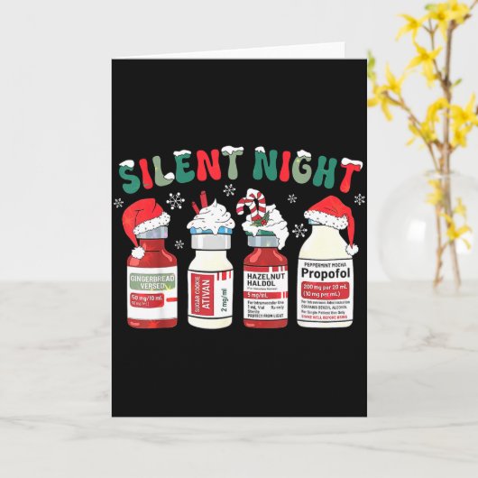 Retro Profol Silent Night Icu Nurses Funny Merry C Kaart (Gele Bloem)