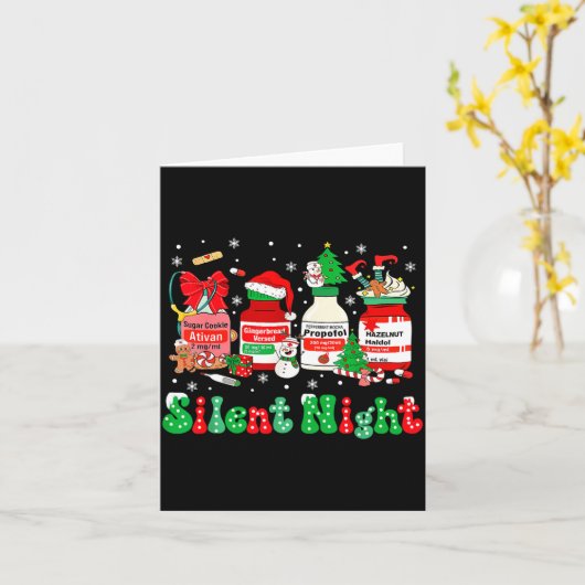 Retro Profol Silent Night Icu Nurses Funny Merry C Kaart (Gele Bloem)