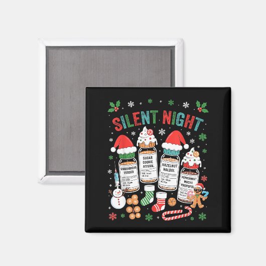 Retro Profol Silent Night Icu Nurses Funny Merry C Magneet (Voorkant / Achterkant)