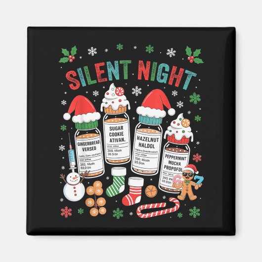 Retro Profol Silent Night Icu Nurses Funny Merry C Magneet (Voorkant)