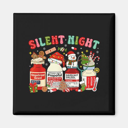 Retro Profol Silent Night Icu Nurses Funny Merry C Magneet (Voorkant)