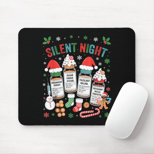 Retro Profol Silent Night Icu Nurses Funny Merry C Muismat (Met muis)