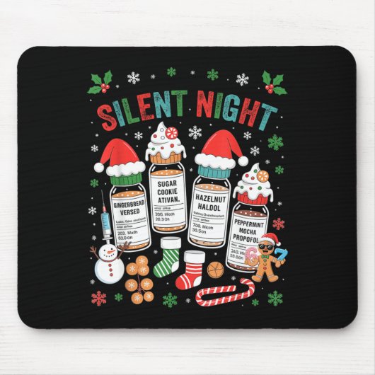 Retro Profol Silent Night Icu Nurses Funny Merry C Muismat (Voorkant)