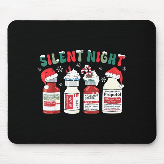 Retro Profol Silent Night Icu Nurses Funny Merry C Muismat (Voorkant)