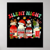 Retro Profol Silent Night Icu Nurses Funny Merry C Poster (Voorkant)