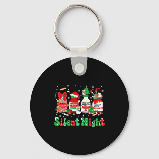 Retro Profol Silent Night Icu Nurses Funny Merry C Sleutelhanger (Voorkant)