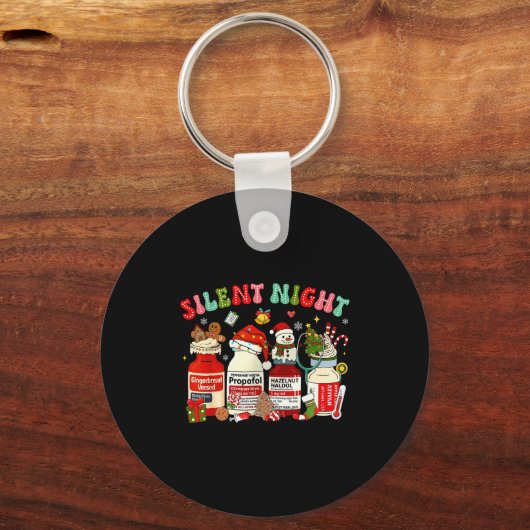 Retro Profol Silent Night Icu Nurses Funny Merry C Sleutelhanger (Voorkant)