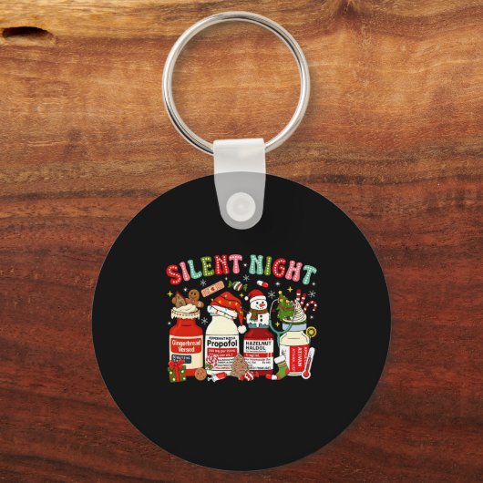 Retro Profol Silent Night Icu Nurses Funny Merry C Sleutelhanger (Voorkant)
