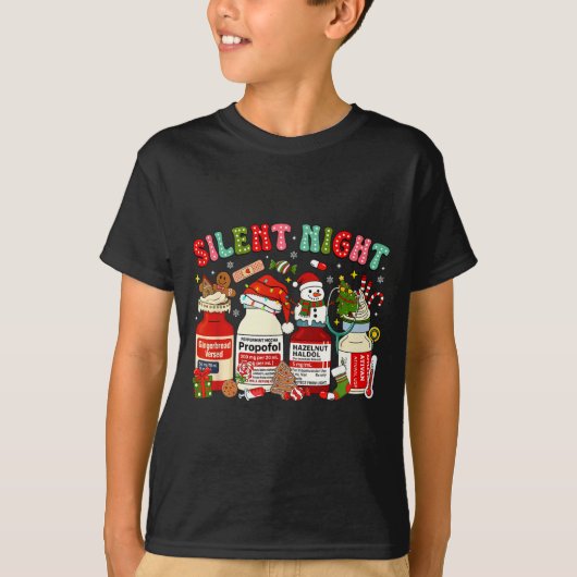 Retro Profol Silent Night Icu Nurses Funny Merry C T-shirt (Voorkant)