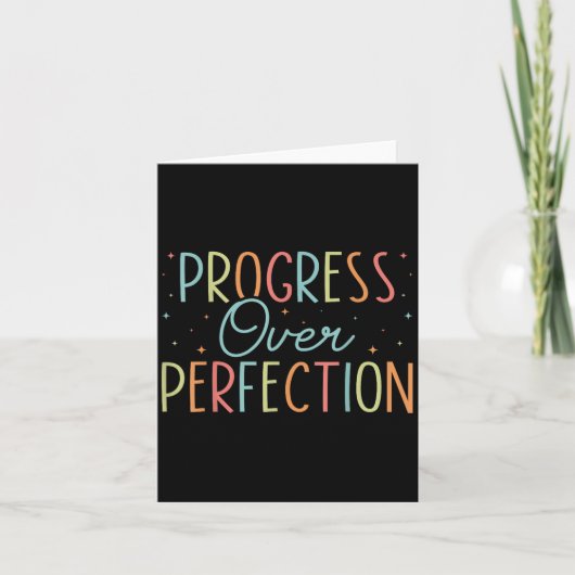 Retro Progress Over Perfection Motivational Quote  Kaart (Voorkant)