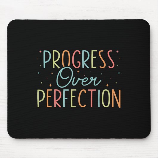 Retro Progress Over Perfection Motivational Quote  Muismat (Voorkant)