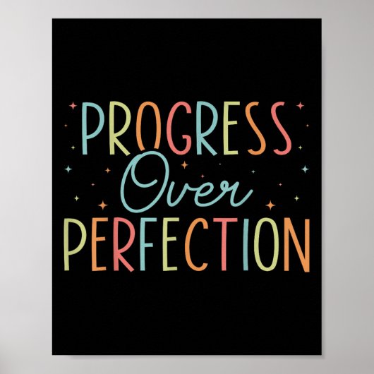 Retro Progress Over Perfection Motivational Quote  Poster (Voorkant)