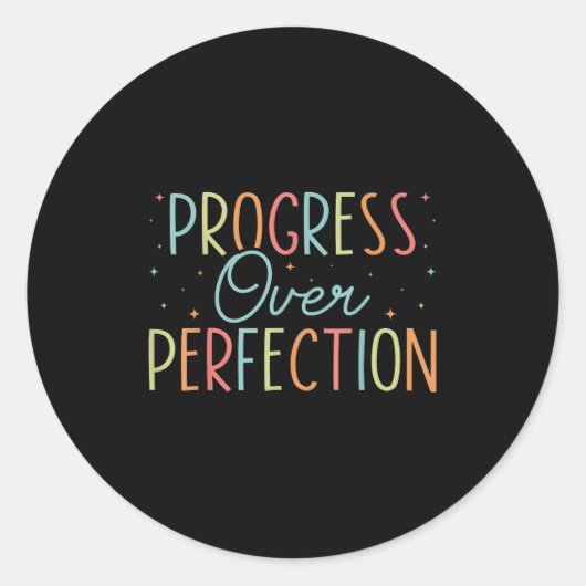 Retro Progress Over Perfection Motivational Quote  Ronde Sticker (Voorkant)