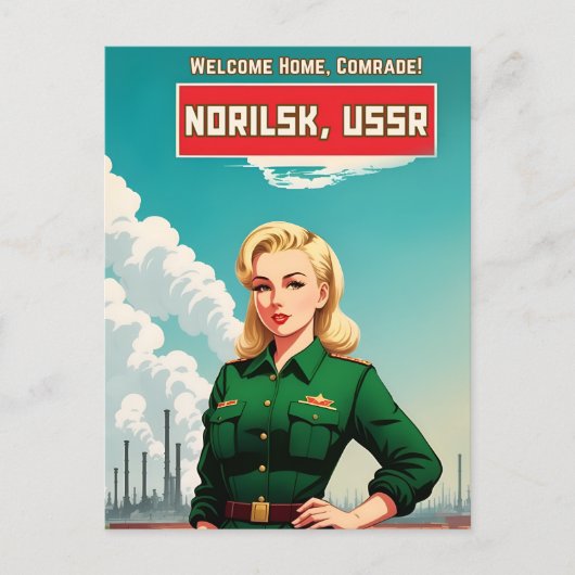 Retro Propaganda Stijl Sovjet USSR Communisme Humo Briefkaart (Voorkant)