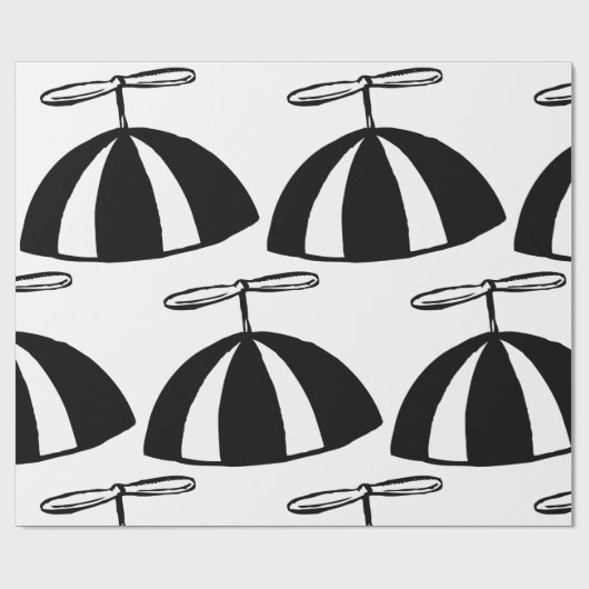 Retro propeller Beanie grillig zwart en wit Cadeaupapier (Vlak)