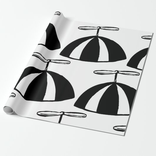 Retro propeller Beanie grillig zwart en wit Cadeaupapier (Uitgerold)