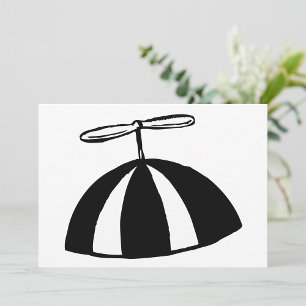 Retro propeller Beanie grillig zwart en wit Kaart