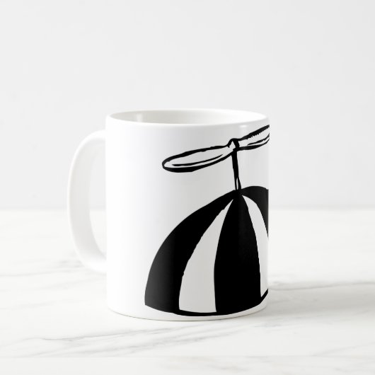 Retro propeller Beanie grillig zwart en wit Koffiemok (Voorkant links)