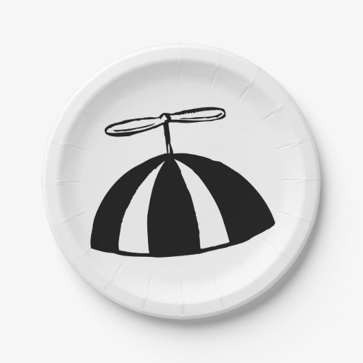Retro propeller Beanie grillig zwart en wit Papieren Bordje (Voorkant)