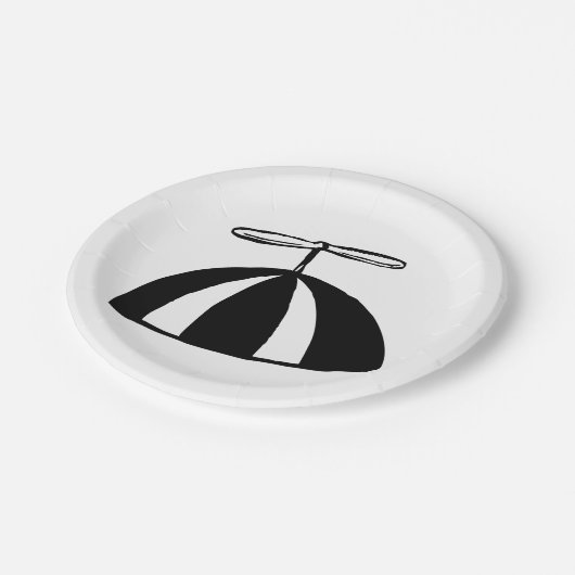 Retro propeller Beanie grillig zwart en wit Papieren Bordje (Gekanteld)