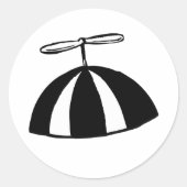 Retro propeller Beanie grillig zwart en wit Ronde Sticker (Voorkant)
