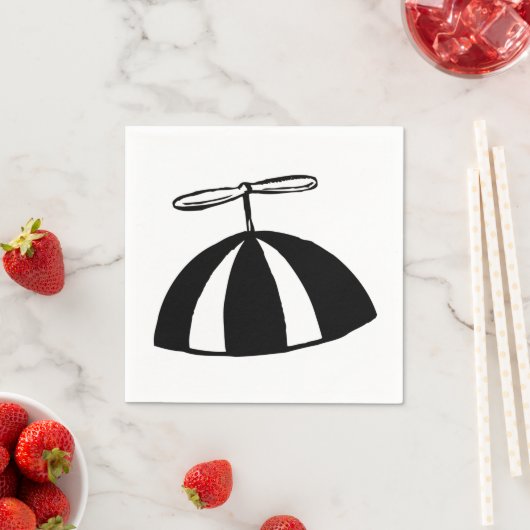 Retro propeller Beanie grillig zwart en wit Servet (Insitu)