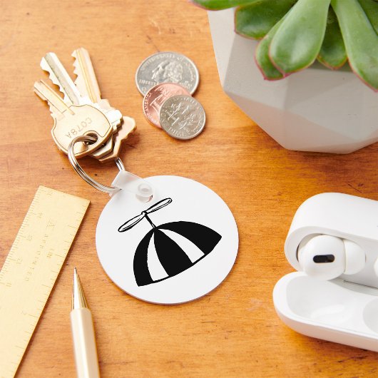 Retro propeller Beanie grillig zwart en wit Sleutelhanger