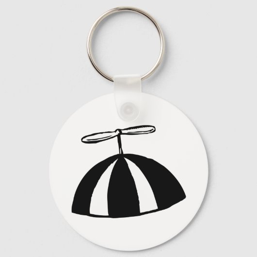 Retro propeller Beanie grillig zwart en wit Sleutelhanger (Achterkant)