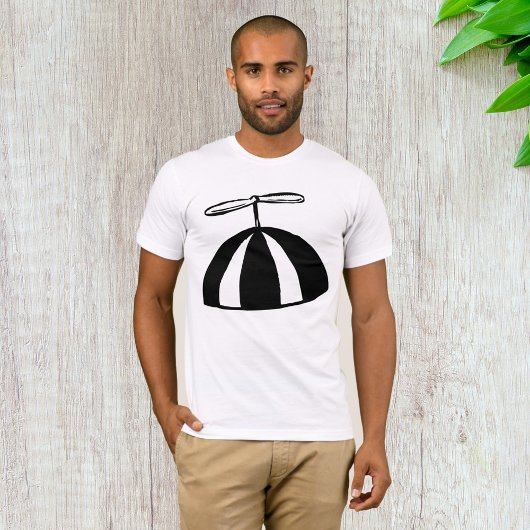 Retro propeller Beanie grillig zwart en wit T-shirt
