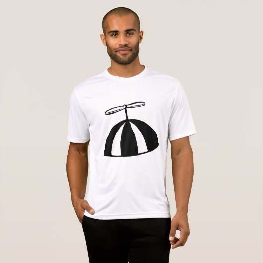 Retro propeller Beanie grillig zwart en wit T-shirt (Voorkant volledig)