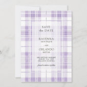 Retro Pruim Paars Gingham Landelijke Bruiloft Save The Date (Voorkant)