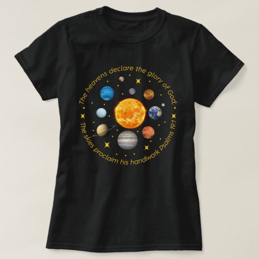 Retro Psalm 19:1 Homeschool CC cyclus Buitenruimte T-shirt (Design voorkant)