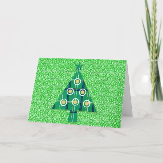 Retro Pset-kerstboomKaart Kaart (Voorkant)