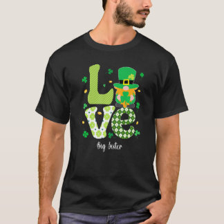 Retro Pset Shamrock Love Big Sister Shamrock St. T-shirt