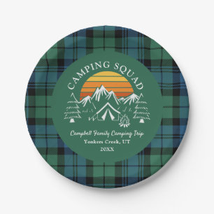 Retro Pset Tartan Family Camping Squad Campbell Papieren Bordje
