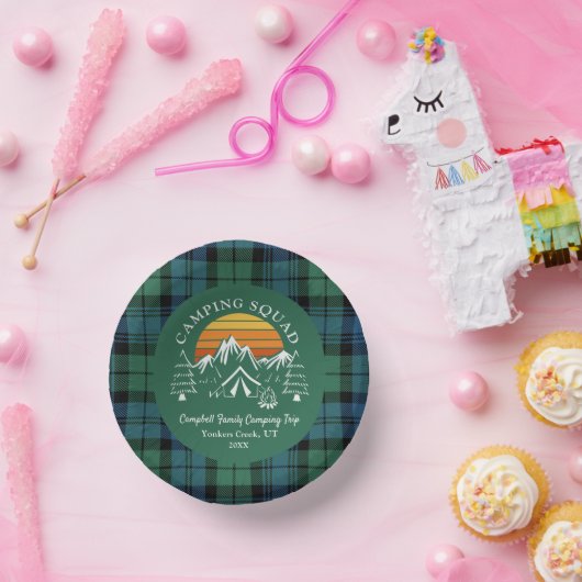 Retro Pset Tartan Family Camping Squad Campbell Papieren Kommen (Feest)