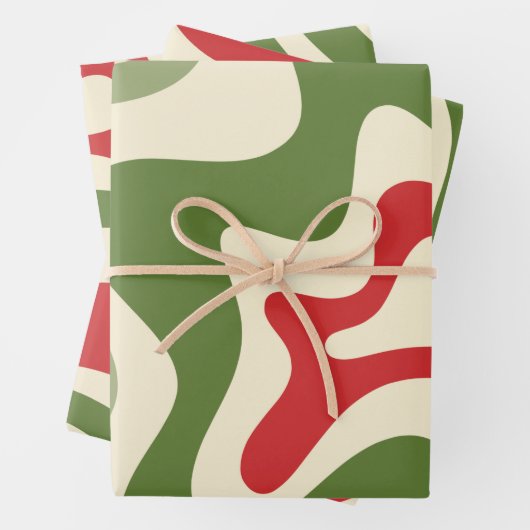 Retro Psychedelic 60s 70s Groovy Kerstmis Inpakpapier Vel (In situ)