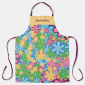 Retro Psychedelic 60s Bloemen Leuk & Kleurrijk Schort (Voorkant)