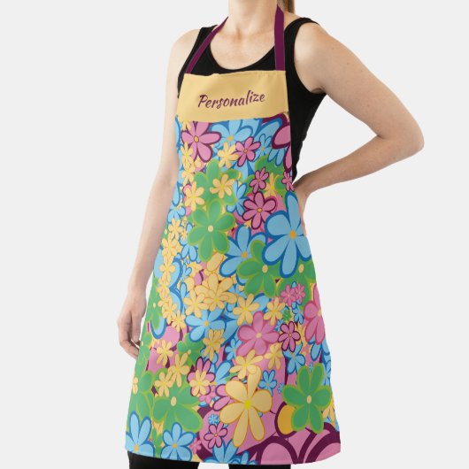 Retro Psychedelic 60s Bloemen Leuk & Kleurrijk Schort (Insitu)