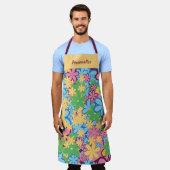 Retro Psychedelic 60s Bloemen Leuk & Kleurrijk Schort (Gedragen)