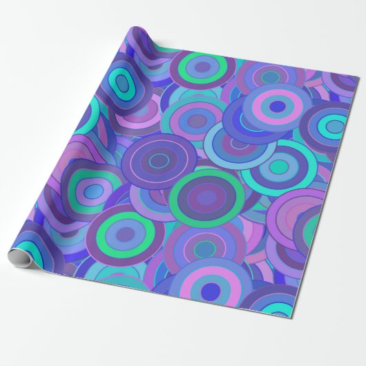 Retro Psychedelic 60s Circle Pattern Fun Colorful Cadeaupapier (Uitgerold)