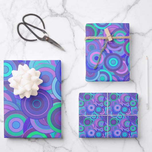 Retro Psychedelic 60s Circle Pattern Fun Colorful Inpakpapier Vel (Voorkant)