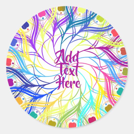 Retro Psychedelic 60s Hippie Design Ronde Sticker (Voorkant)