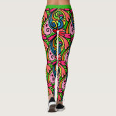 Retro Psychedelic 60s Patroon Kleurrijke Leggings (Achterkant)