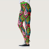 Retro Psychedelic 60s Patroon Kleurrijke Leggings (Links)