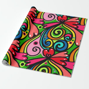 Retro Psychedelic 60s Patroonvun & kleurrijk Cadeaupapier