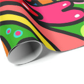 Retro Psychedelic 60s Patroonvun & kleurrijk Cadeaupapier (Rol Hoek)