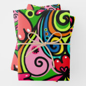 Retro Psychedelic 60s Patroonvun & kleurrijk Inpakpapier Vel (In situ)